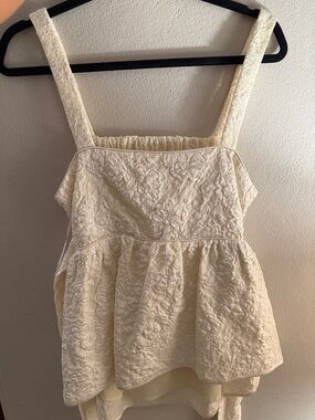 Endless Rose Cream Floral Textured Peplum Camisole